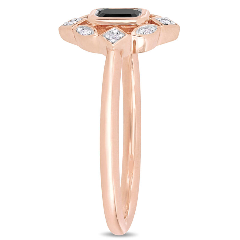 Everly Black Emerald-Cut & White Diamond Fashion Ring in 10k Rose Gold image number null