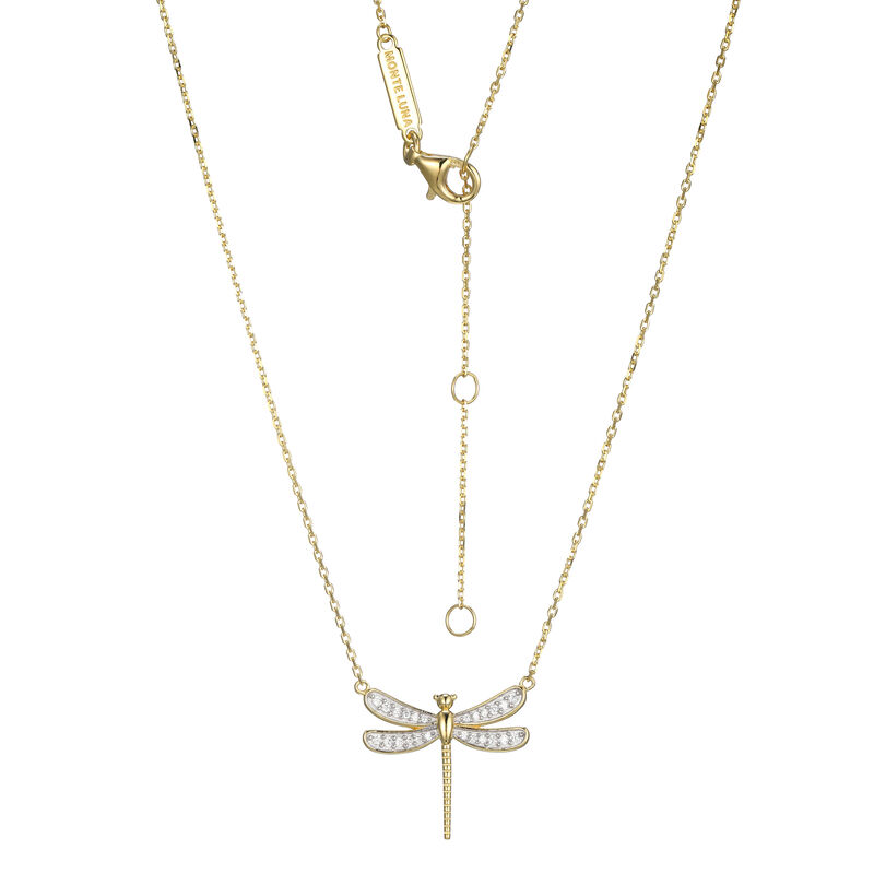 Lab Grown Diamond Dragonfly Pendant in Gold Plated Sterling Silver image number null