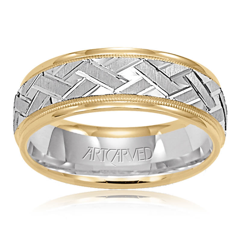 White & Yellow Gold Comfort Fit Band image number null