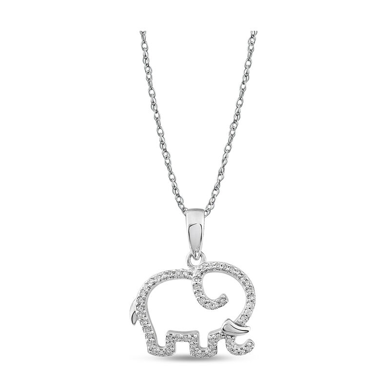 Diamond Elephant Necklace in Sterling Silver image number null