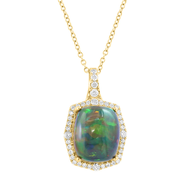 EFFY Black Opal & Diamond Pendant in 14k Yellow Gold image number null