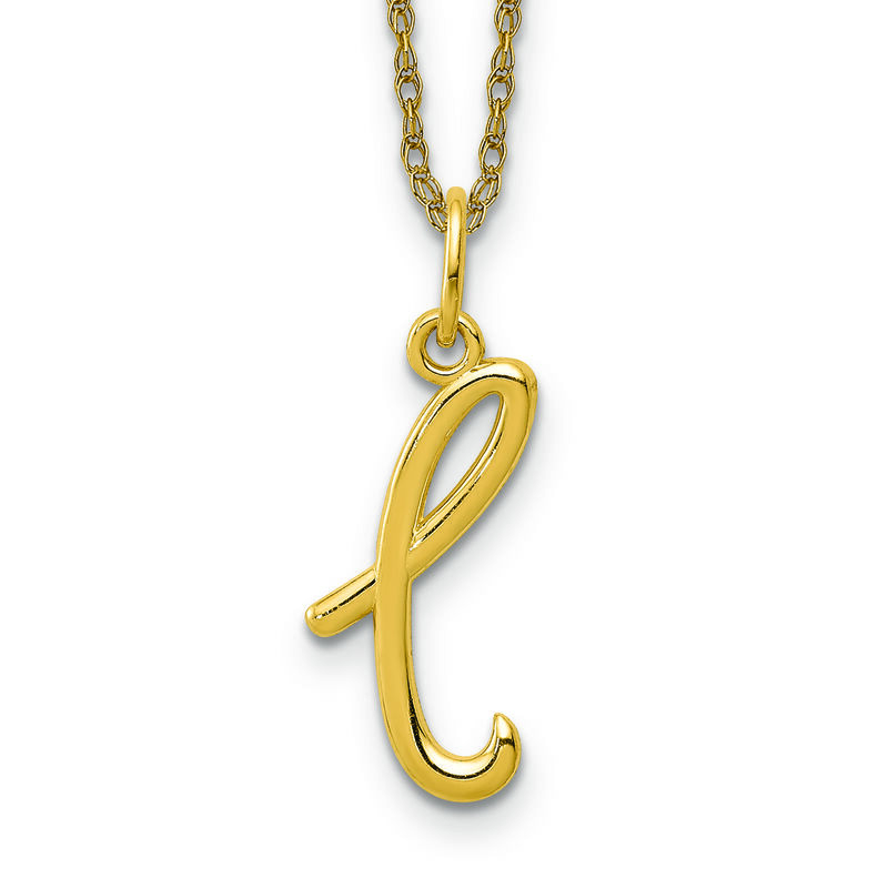 Script L Initial Necklace in 14k Yellow Gold image number null
