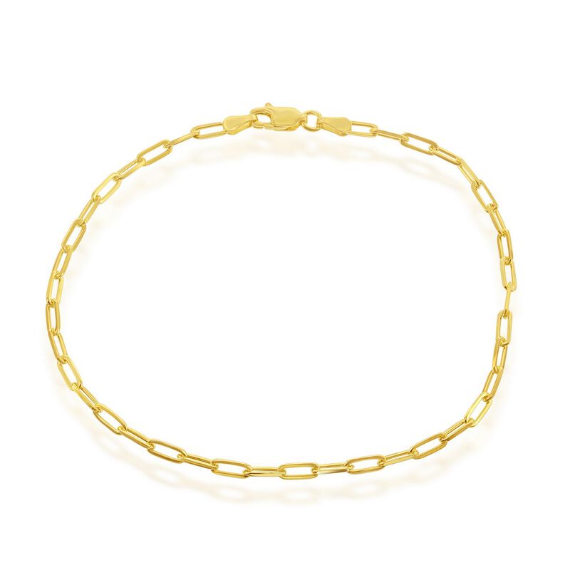 Paperclip 2.8mm 9" Anklet in Gold Plated Sterling Silver image number null