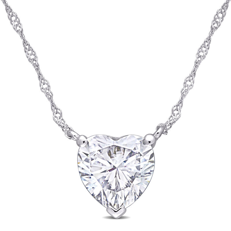 Created Heart-Shaped Moissanite Solitaire Pendant in 10k White Gold image number null