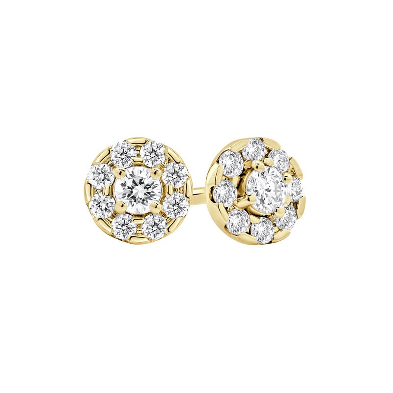 Lab Grown Diamond 1/4ctw. Single Halo Stud Earrings in 14k Yellow Gold image number null