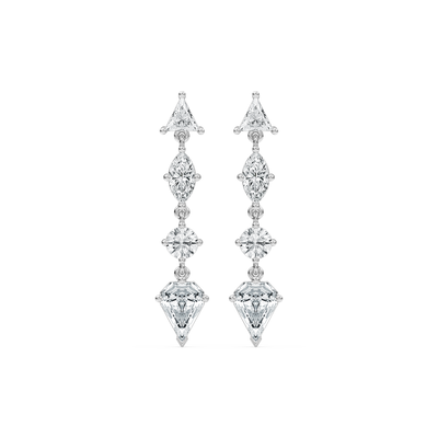 Lab Grown Diamond 3ctw. Multi Stone Dangle Earrings in 10k White Gold