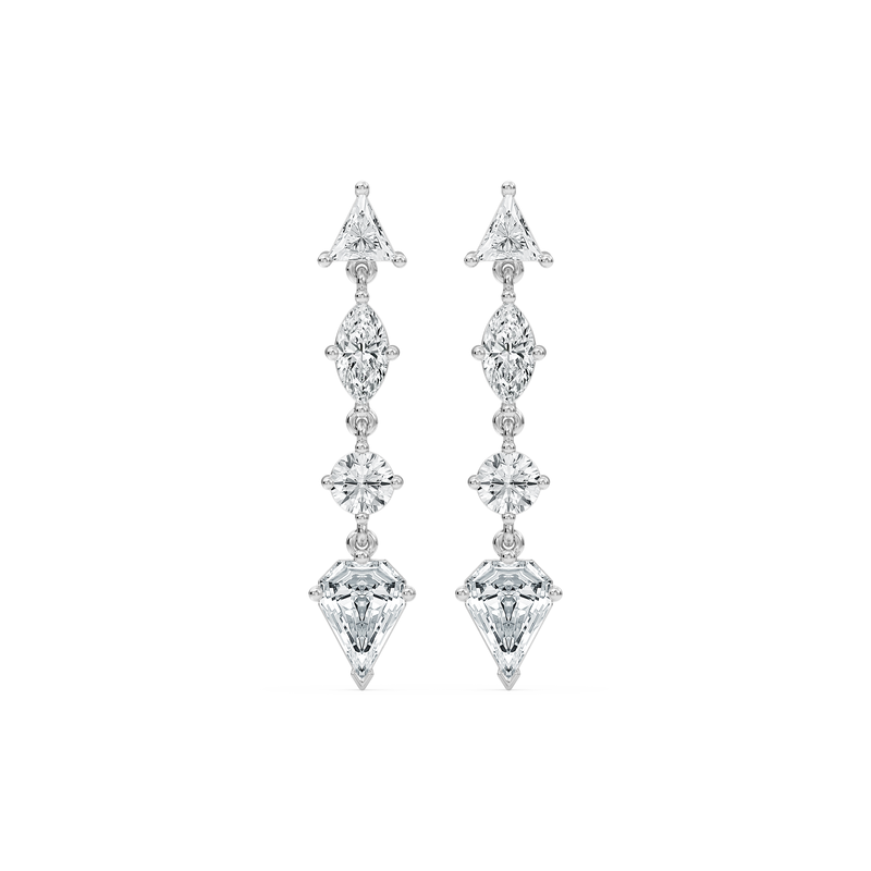 Lab Grown Diamond 3ctw. Multi Stone Dangle Earrings in 10k White Gold image number null