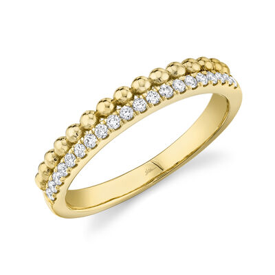 Shy Creation Stackable Diamond Bead Ring in 14k Yellow Gold