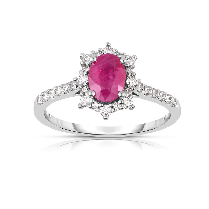 Oval-Cut Ruby Diamond Royal Collection Ring in 10k White Gold image number null