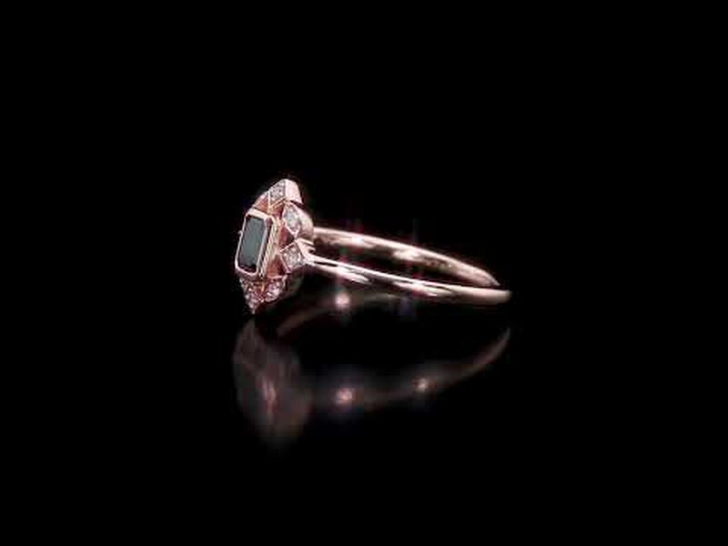 Everly Emerald-Cut Black & White Diamond Fashion Ring in 10k Rose Gold image number null