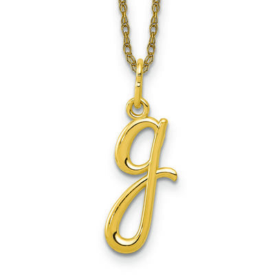 Script G Initial Necklace in 14k Yellow Gold
