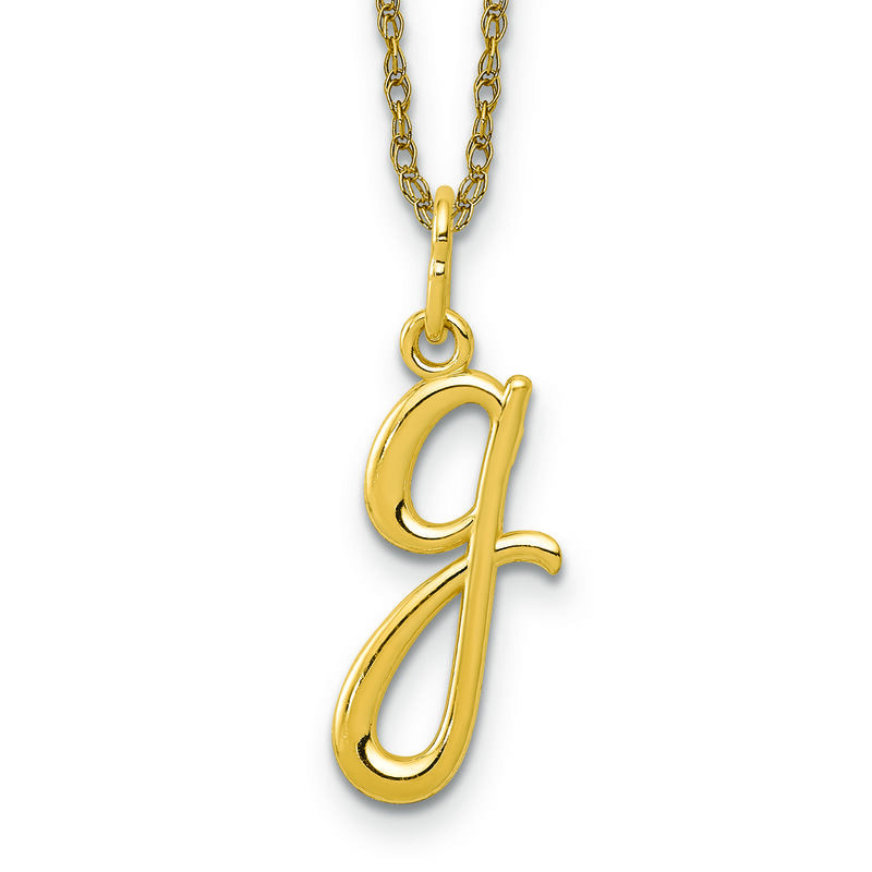 Script G Initial Necklace in 14k Yellow Gold image number null