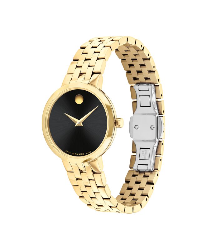 Movado Ladies' Museum Classic Black Dial Yellow PVD 30mm Watch 0607847 image number null