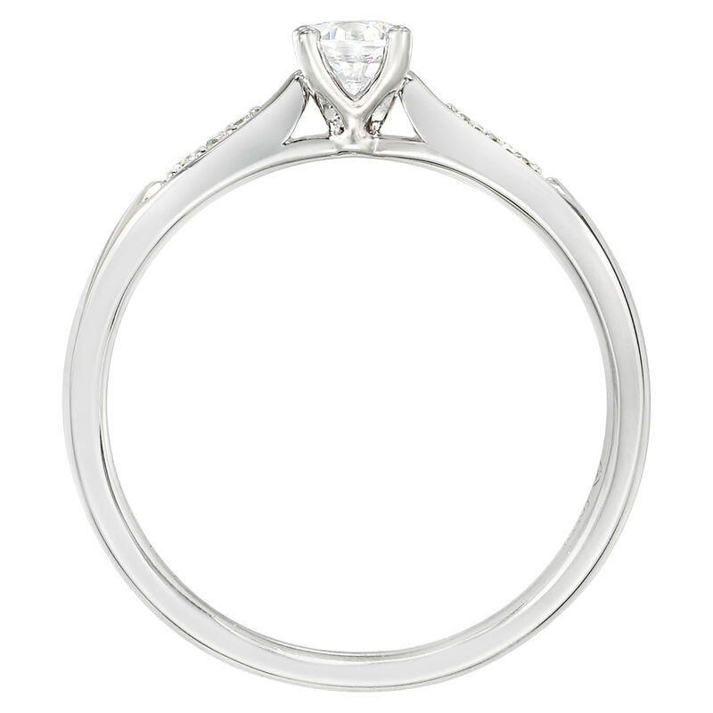 Round Natural Diamond 1/4ctw. Simple Diamond Shank Promise Ring in 10k White Gold image number null