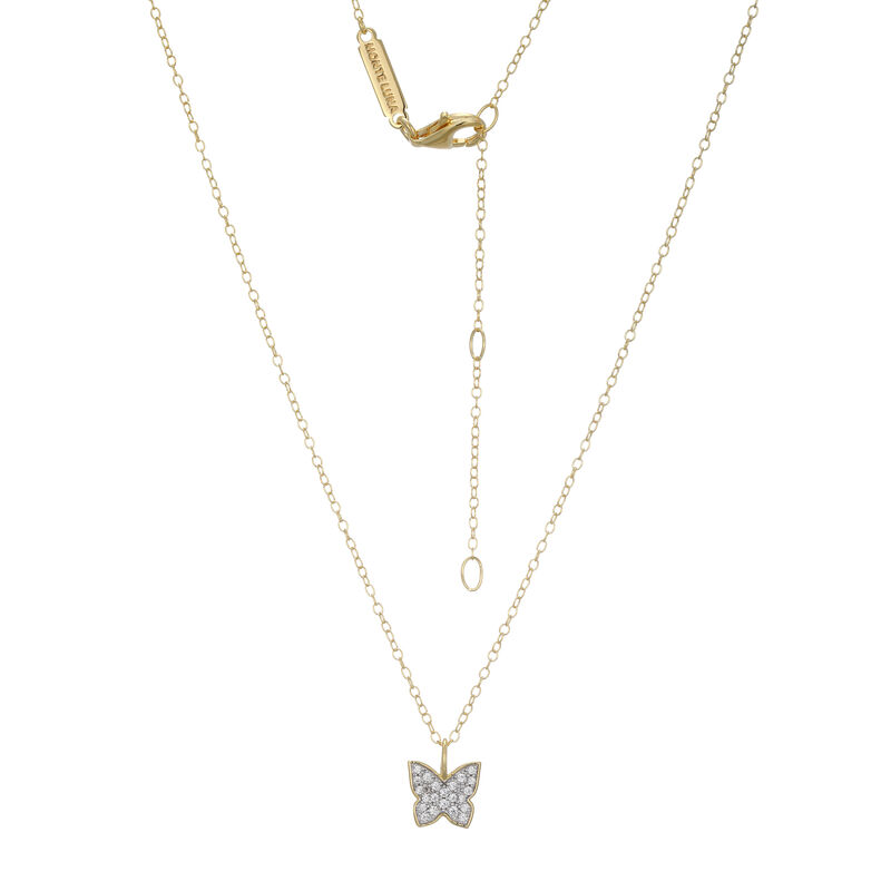 Lab Grown Diamond Butterfly Pendant Necklace in Gold Plated Sterling Silver image number null