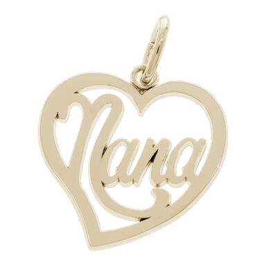 Nana Heart Charm in Gold Plated Sterling Silver
