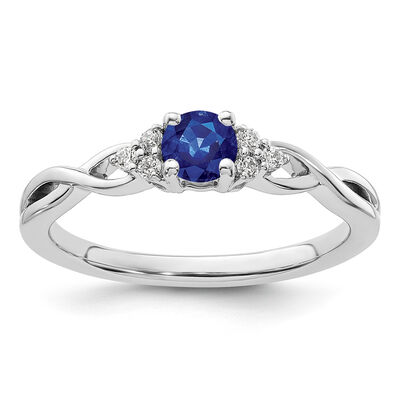 Sapphire & Diamond Promise Ring in 10k White Gold