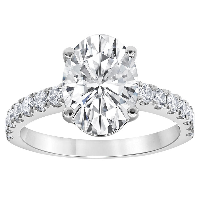 Oval-Cut Lab Grown 3.50ctw. Diamond Classic Engagement Ring in 14k White Gold image number null