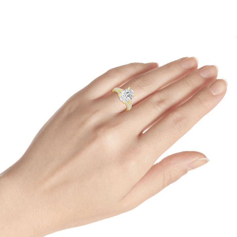 Oval Lab Grown Diamond 5 3/4ctw. Split Shank with Diamond Profile Engagement Ring in 14k Yellow Gold image number null
