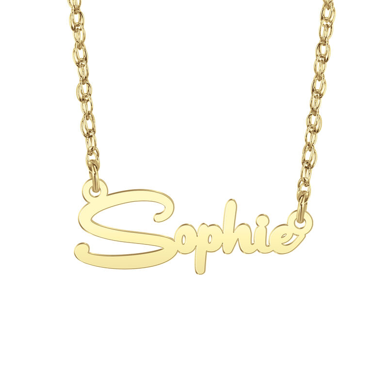 High Polished Nameplate Necklace in 10k Yellow Gold image number null