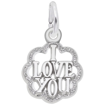 I Love You Charm in 14K White Gold
