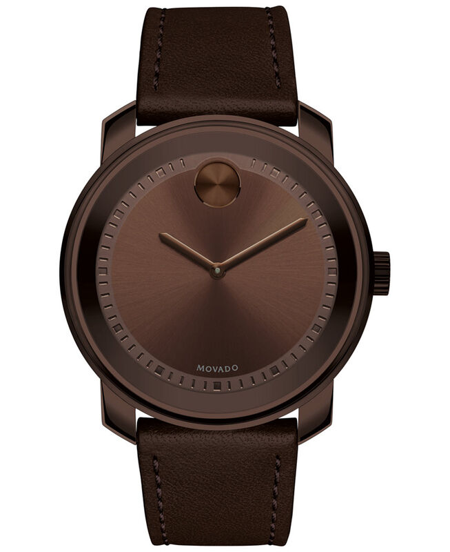 Movado Men's Swiss Bold Brown Leather Strap Watch 43mm 3600377 image number null