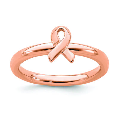 Cancer Awarness Ribbon Ring in Rose Gold Plated Sterling Silver