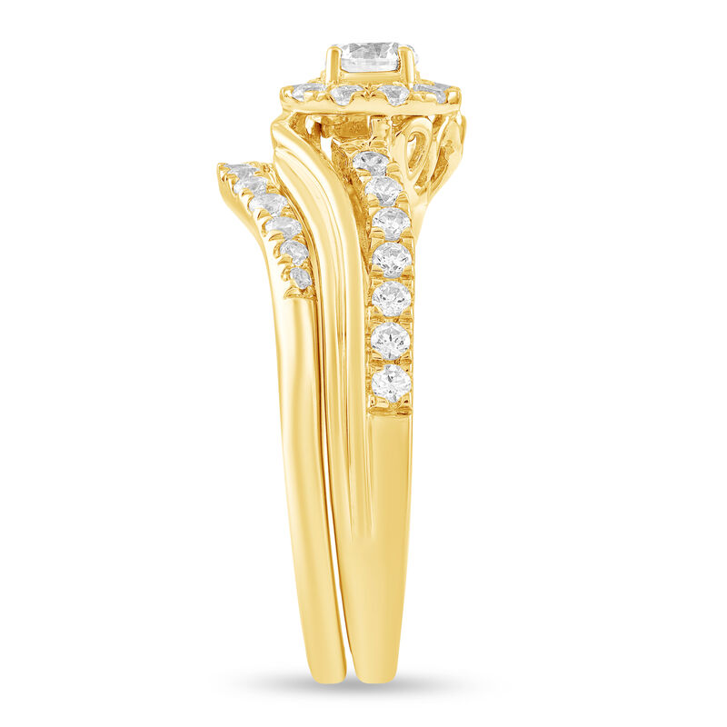 Natural Diamond 5/8ctw. Halo Bypass Bridal Set in 14k Yellow Gold image number null