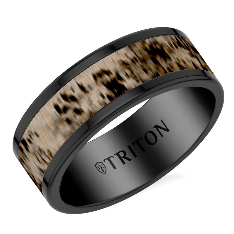 Black Tungsten Band with Antler Inlay (8mm) image number null