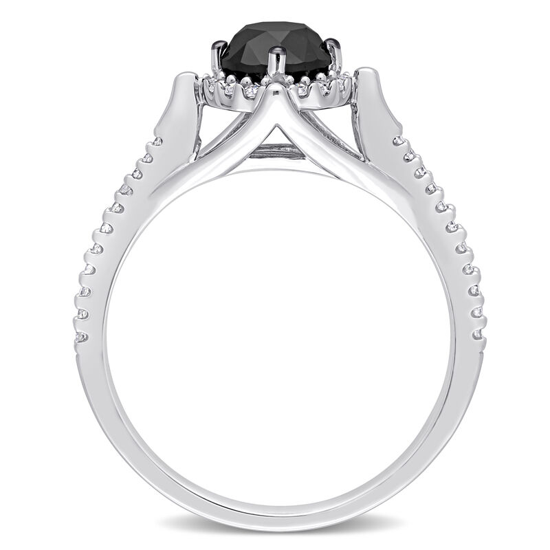 Black & White 1 1/5ctw. Diamond Halo Engagement Ring in 10k White Gold image number null