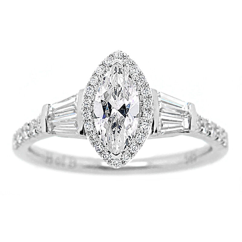 Mallory. 1ctw. Marquise Diamond Halo Engagement Ring in 14K White Gold image number null