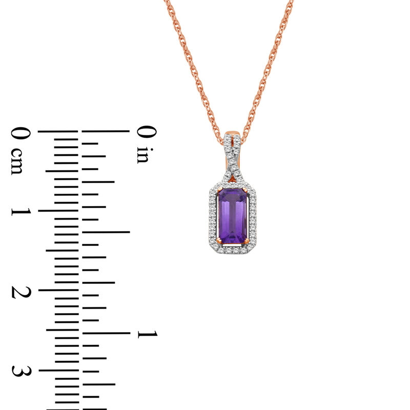 Emerald-Cut Elongated Amethyst & Diamond Pentand in 10k Rose Gold image number null