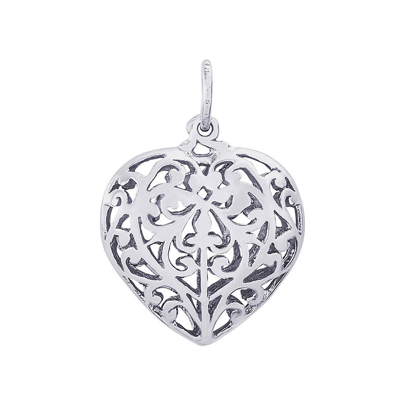 Filigree Heart Sterling Silver Charm image number null