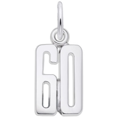Number 60 Charm in Sterling Silver