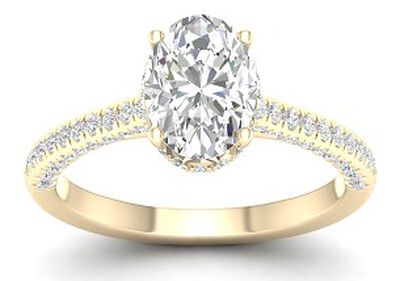 Lab Grown Oval 2ctw. Diamond Halo Engagement Ring in 14k Yellow Gold