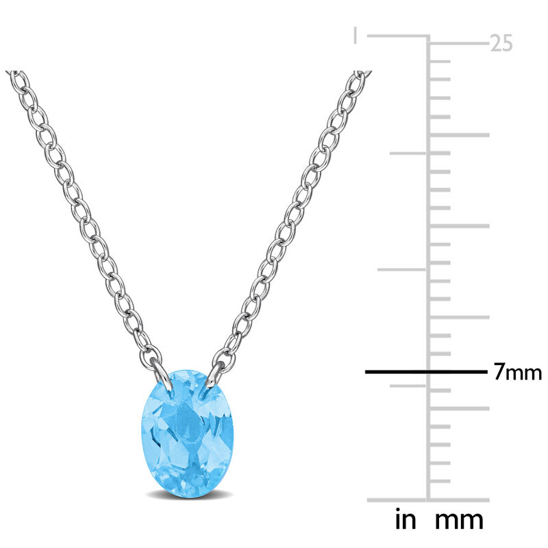 Swiss Blue Topaz Oval Necklace in Sterling Silver image number null