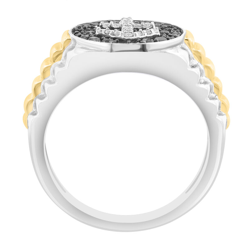 Men's Black Diamond & 14k Two Tone Gold Wedding Ring image number null