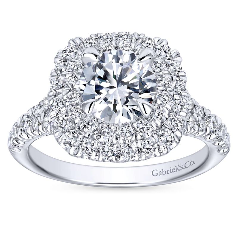 Gabriel & Co. "Lexie" 14k White Gold Round Double Halo Semi-Mount ER10754W44JJ image number null