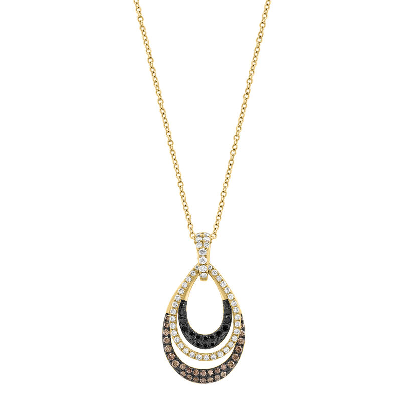 EFFY .54ctw. Diamond White Black Espresso Fashion Pendant in 14k Yellow Gold image number null