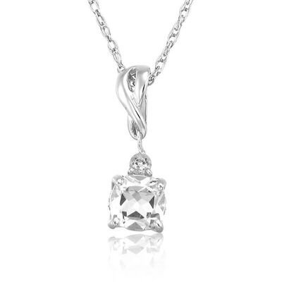 Created White Sapphire & Diamond Pendant