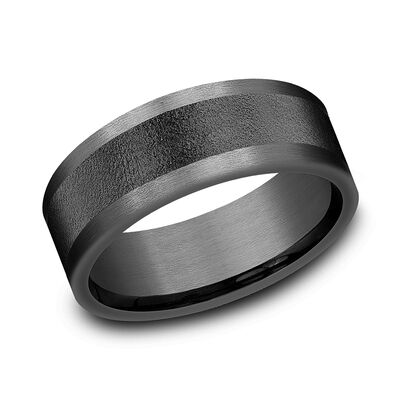 Men's Engraved & Tantalum Wedding Ring (8mm)