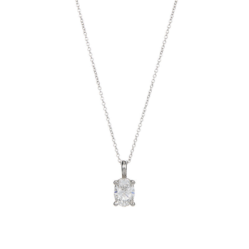 Oval-Cut 1/2ct. DEF VS SI Lab Grown Solitaire Pendant in 14k White Gold image number null