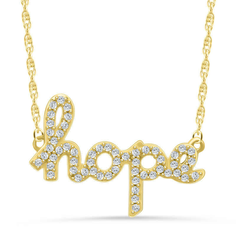 Diamond "hope" Pendant in 10k Yellow Gold image number null