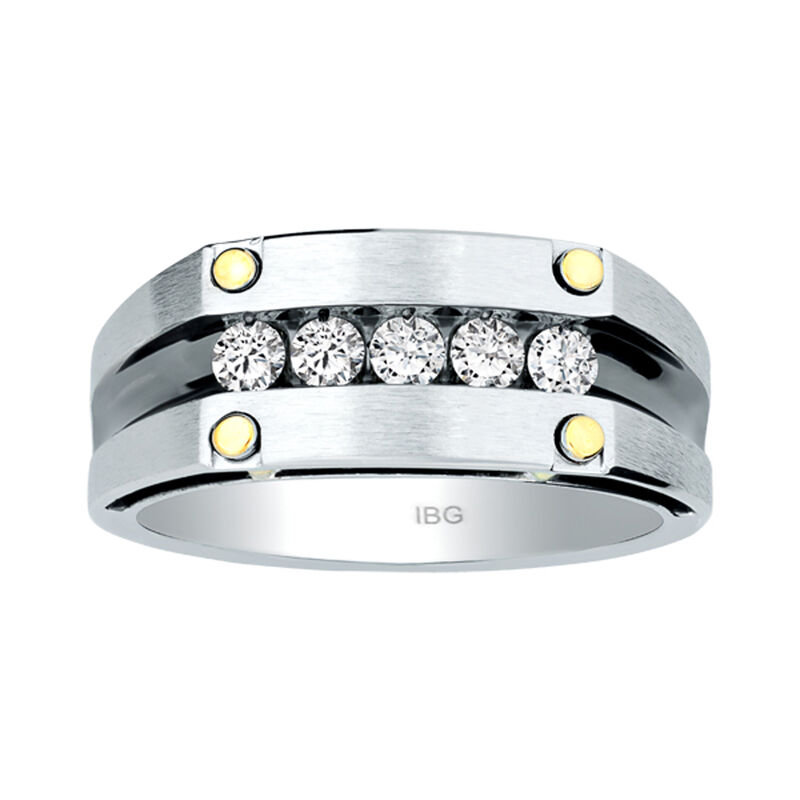 IBGoodman 5-Stone Diamond Men's Fashion Ring in 10k Gold image number null