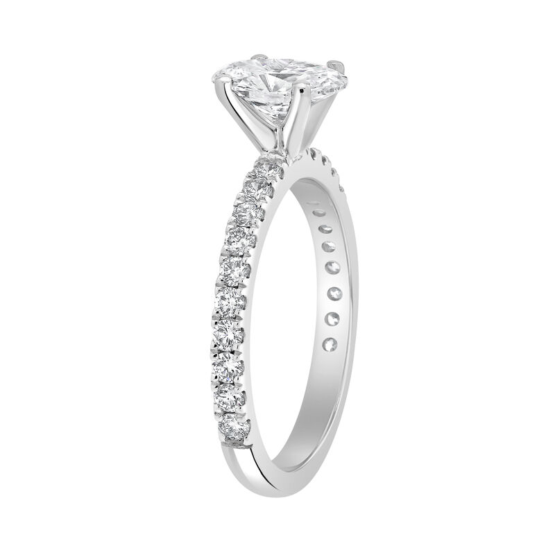 Oval-Cut Lab Grown 1 1/2ctw. Diamond Classic Shank Engagement Ring in 14k White Gold image number null
