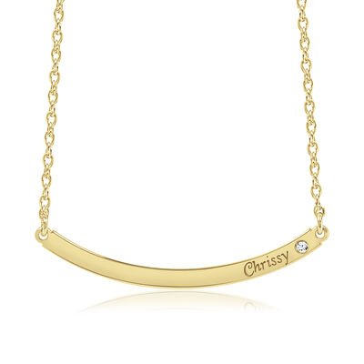 Birthstone Personalized Bar Necklace in 14k Yellow Gold