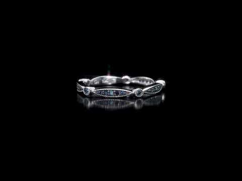 Blue Diamond Twist Wedding Band 1/4ctw. 10k White Gold image number null