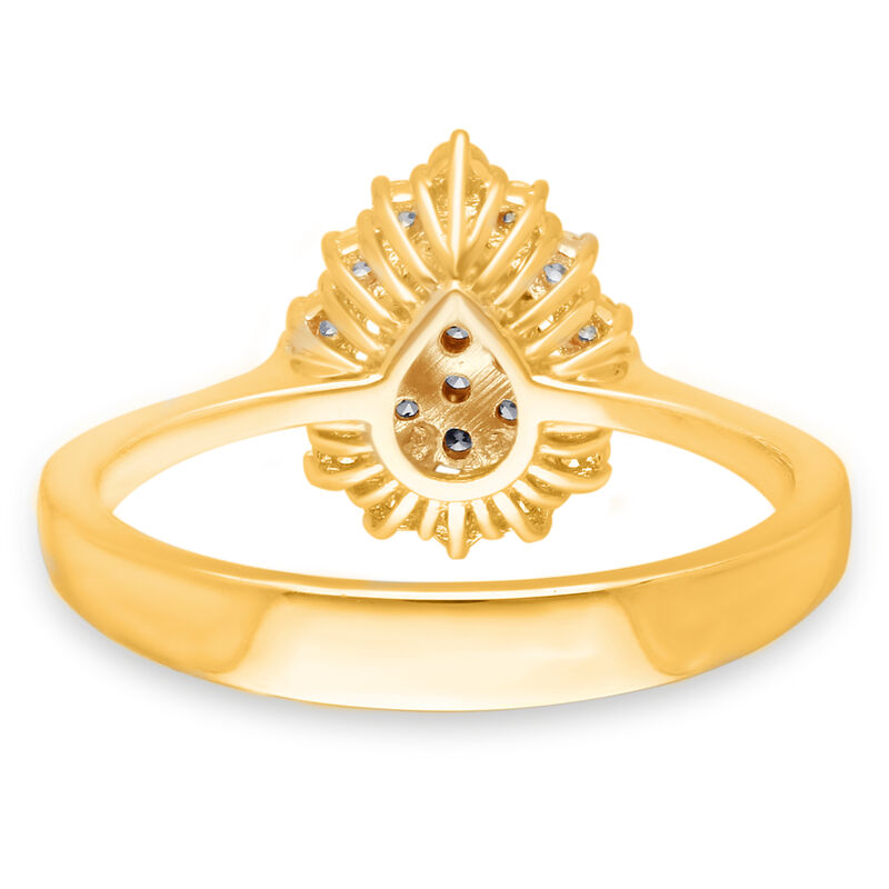Champagne & White 1/3ctw. Diamond Pear-Shape Halo Ring in 14k Yellow Gold image number null