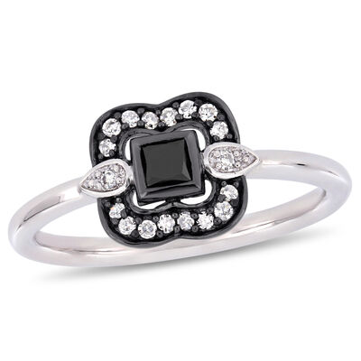 Everly 1/4ctw. Black & White Diamond Ring in 10k White Gold
