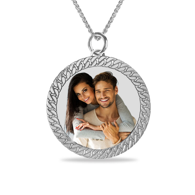 Cuban Link Edge Photo Pendant in Sterling Silver image number null